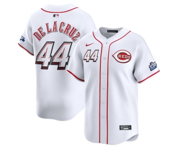 Men's Cincinnati Reds #44 Elly De La Cruz White 2025 Speedway Classic Home Limited Stitched Baseball Jersey