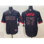 Men's Cincinnati Reds #57 Julian Garcia Black City Connect Cool Base Stitched Baseball Jersey Men's Cincinnati Reds #57 Julian Garcia Black City Connect Cool Base Stitched Baseball Jersey