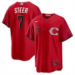 Men's Cincinnati Reds #7 Spencer Steer Red 2026 City Connect Stadium Stitched Baseball Jersey Men's Cincinnati Reds #7 Spencer Steer Red 2026 City Connect Stadium Stitched Baseball Jersey