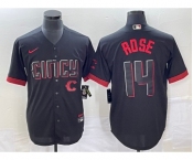 Men's Cincinnati Reds #9 Matt McLain Black 2023 City Connect Cool Base Stitched Jersey 1