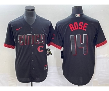 Men's Cincinnati Reds #9 Matt McLain Black 2023 City Connect Cool Base Stitched Jersey 1