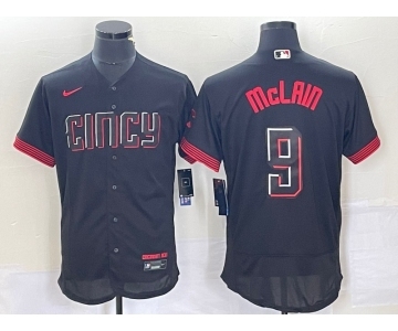 Men's Cincinnati Reds #9 Matt McLain Black 2023 City Connect Flex Base Stitched Jersey