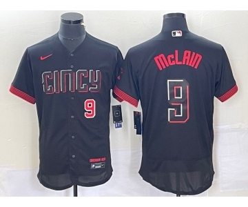 Men's Cincinnati Reds #9 Matt McLain Number Black 2023 City Connect Flex Base Stitched Jersey