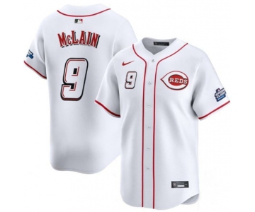 Men's Cincinnati Reds #9 Matt McLain White 2025 Speedway Classic Home Limited Stitched Baseball Jersey