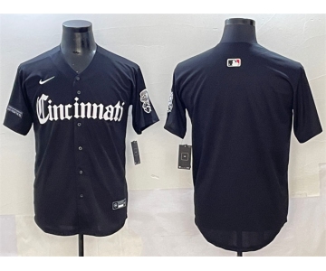 Men's Cincinnati Reds Blank Black 'Gothic Queen City Edition' Vapor Premier Limited Stitched Baseball Jersey