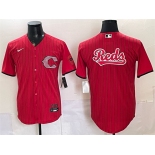 Men's Cincinnati Reds Team Big Logo Red 2026 City Connect Stadium Stitched Baseball Jersey