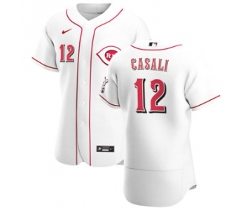 Men's Nike Cincinnati Reds #12 Curt Casali White Home 2020 Authentic Player Baseball Jersey
