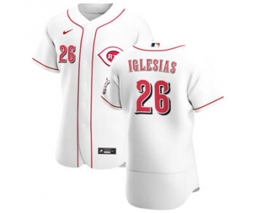 Men's Nike Cincinnati Reds #26 Raisel Iglesias White Home 2020 Authentic Player Baseball Jersey