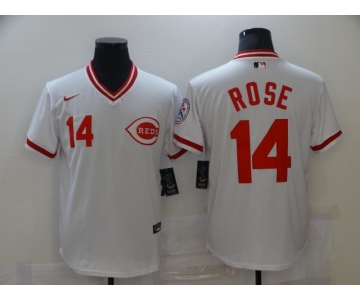 Men's Nike Majestic Cincinnati Reds #14 Pete Rose White Retro MLB Jersey