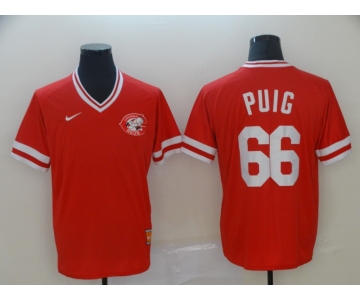 Men's Nike Majestic Cincinnati Reds #66 Yasiel Puig Red M&N MLB Jersey