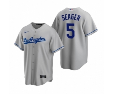 Los Angeles Dodgers #5 Corey Seager Nike Gray Replica Road Jersey
