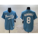Men's Brooklyn Dodgers #8 Enrique Hernández Light Blue Stitched Baseball Jersey