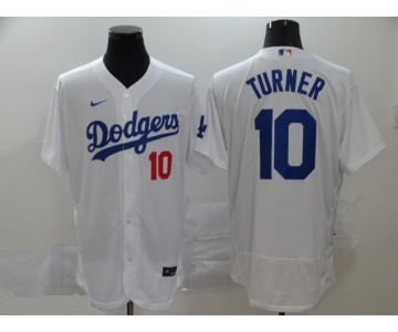 Men's Los Angeles Dodgers #10 Justin Turner Replica White Home Cool Base Baseball Jersey