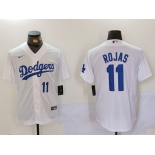 Men's Los Angeles Dodgers #11 Miguel Rojas Number White Cool Base Stitched Jerseys