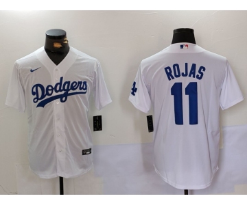 Men's Los Angeles Dodgers #11 Miguel Rojas White Cool Base Stitched Jersey