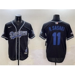 Men's Los Angeles Dodgers #11 Roki Sasaki Black 2024 World Series Champions Limited Stitched Baseball Jersey