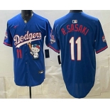 Men's Los Angeles Dodgers #11 Roki Sasaki Blue Hello Kitty 2025 World Series Champions Limited Jersey