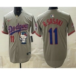 Men's Los Angeles Dodgers #11 Roki Sasaki Grey Hello Kitty 2025 World Series Champions Limited Jersey Men's Los Angeles Dodgers #11 Roki Sasaki Grey Hello Kitty 2025 World Series Champions Limited Jersey