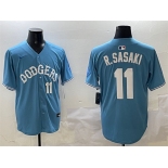Men's Los Angeles Dodgers #11 Roki Sasaki Light Blue Limited Stitched Baseball Jersey