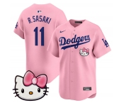 Men's Los Angeles Dodgers #11 Roki Sasaki Pink 2025 Hello Kitty Vapor Limited Stitched Baseball Jersey
