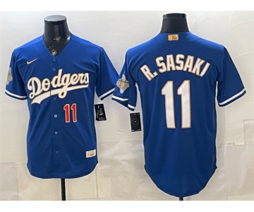 Men's Los Angeles Dodgers #11 Roki Sasaki Royal 2026 Alternate Gold Collection Stadium Stitched Baseball Jersey
