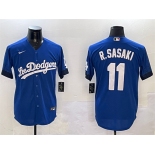 Men's Los Angeles Dodgers #11 Roki Sasaki Royal City Connect Cool Base Stitched Baseball Jersey