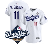 Men's Los Angeles Dodgers #11 Roki Sasaki White 2025 World Series Limited Stitched Baseball Jersey
