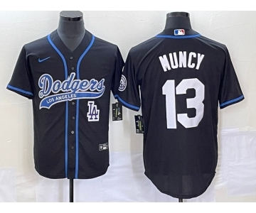 Men's Los Angeles Dodgers #13 Max Muncy Black With Patch Cool Base Stitched Baseball Jersey