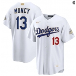 Men's Los Angeles Dodgers #13 Max Muncy Nike 2026 White Gold Collection Stadium Limited Jersey