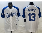 Men's Los Angeles Dodgers #13 Max Muncy White Blue Fashion Stitched Cool Base Limited Jerseys