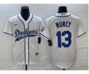 Men's Los Angeles Dodgers #13 Max Muncy White With Patch Cool Base Stitched Baseball Jersey1