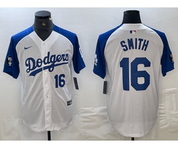 Men's Los Angeles Dodgers #16 Will Smith Number White Blue Fashion Stitched Cool Base Limited Jerseys