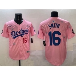 Men's Los Angeles Dodgers #16 Will Smith Pink 2025 Tokyo Series Limited Stitched Baseball Jersey