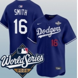 Men's Los Angeles Dodgers #16 Will Smith Royal 2025 World Series Limited Stitched Baseball Jersey Men's Los Angeles Dodgers #16 Will Smith Royal 2025 World Series Limited Stitched Baseball Jersey