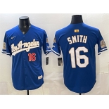 Men's Los Angeles Dodgers #16 Will Smith Royal 2026 Gold Collection 9x & B2B Champs Patch Stitched Baseball Jersey