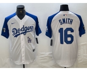 Men's Los Angeles Dodgers #16 Will Smith White Blue Fashion Stitched Cool Base Limited Jerseys