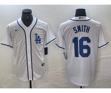 Men's Los Angeles Dodgers #16 Will Smith White Cool Base Stitched Baseball Jersey