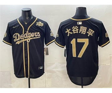 Men's Los Angeles Dodgers #17 大谷翔平 Black Military Appreciation Game Day Stitched Baseball Jersey