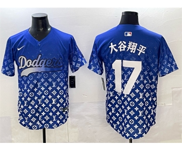 Men's Los Angeles Dodgers #17 大谷翔平 Blue Limited Stitched Baseball Jersey