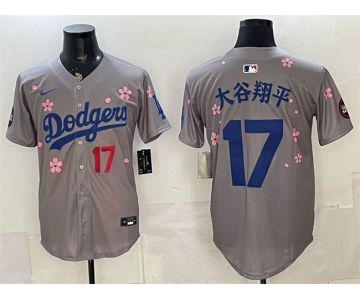 Men's Los Angeles Dodgers #17 大谷翔平 Grey 2025 Tokyo Series Limited Stitched Baseball Jersey