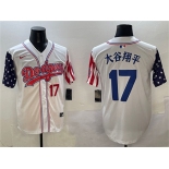 Men's Los Angeles Dodgers #17 大谷翔平 White Limited Stitched Baseball Jersey