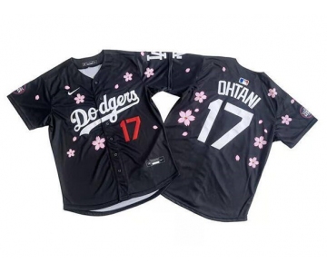 Men's Los Angeles Dodgers #17 Shohei Ohtani Black 2025 Tokyo Series Limited Stitched Baseball Jersey