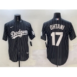 Men's Los Angeles Dodgers #17 Shohei Ohtani Black Cool Base Stitched Baseball Jersey