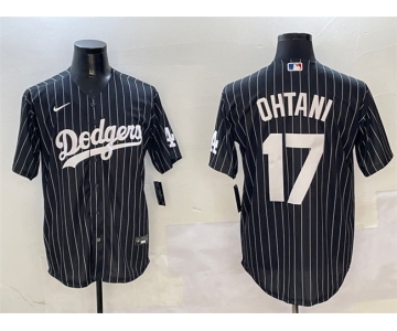 Men's Los Angeles Dodgers #17 Shohei Ohtani Black Cool Base Stitched Baseball Jersey