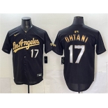 Men's Los Angeles Dodgers #17 Shohei Ohtani Black Gold Limited Stitched Baseball Jersey