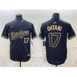 Men's Los Angeles Dodgers #17 Shohei Ohtani Black Gold Limited Stitched Jersey