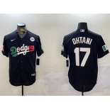 Men's Los Angeles Dodgers #17 Shohei Ohtani Black Mexico 2024 World Series With No. 34 Patch Cool Base Stitched Baseball Jersey