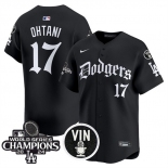 Men's Los Angeles Dodgers #17 Shohei Ohtani Black Mexico 2025 LA Gothic Style With Vin And 2024 World Series Champions Patch Vapor Premier Limited Stitched