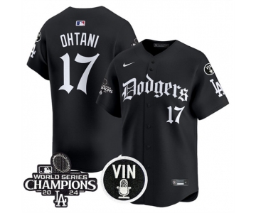 Men's Los Angeles Dodgers #17 Shohei Ohtani Black Mexico 2025 LA Gothic Style With Vin And 2024 World Series Champions Patch Vapor Premier Limited Stitched