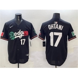 Men's Los Angeles Dodgers #17 Shohei Ohtani Black Mexico Flag Limited Stitched Baseball Jersey
